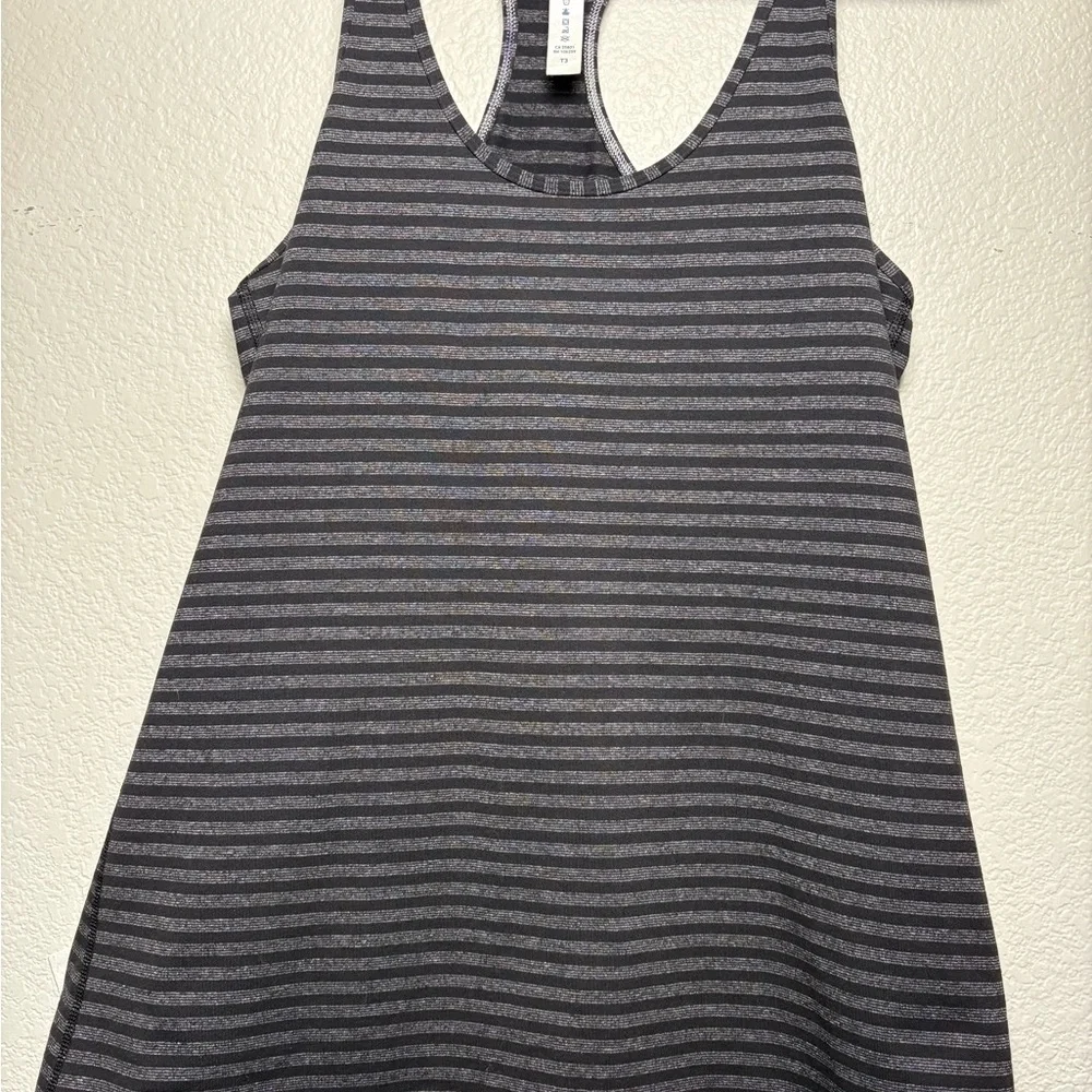 lululemon athletica Black and Gray Striped Racerback Tank Top